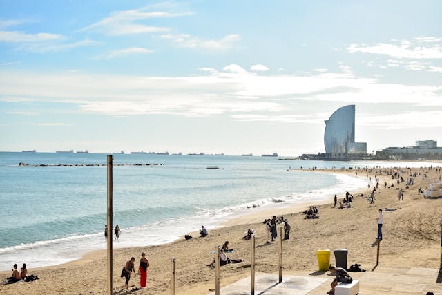 sailing along the Barcelona coastline